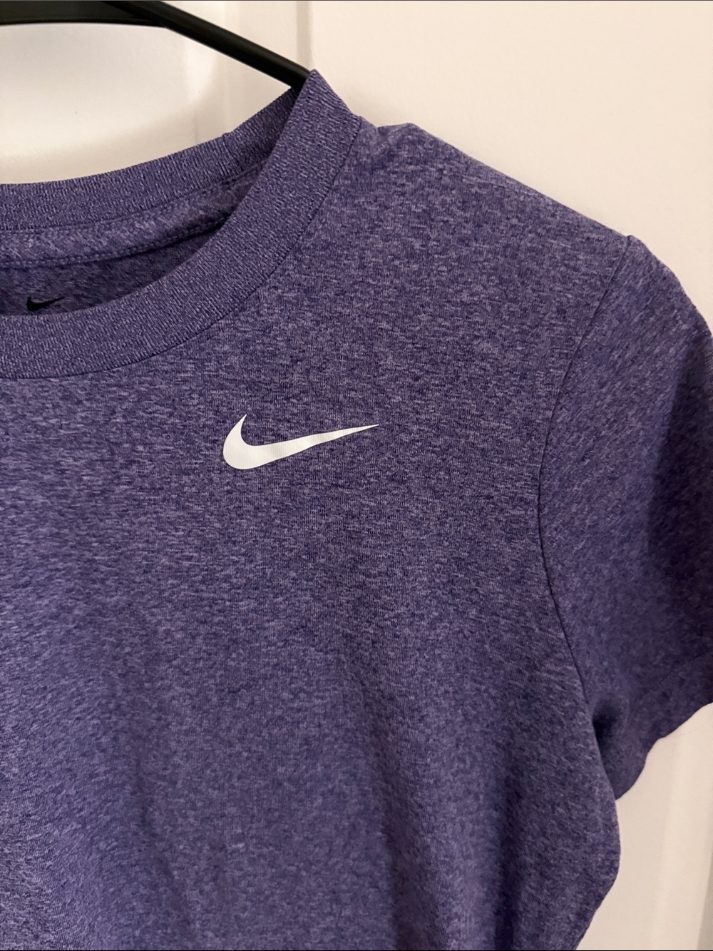 Nike Womens Heathered Purple Dri-FIT Short Sleeve Tee White Swoosh M - Picture 4 of 6
